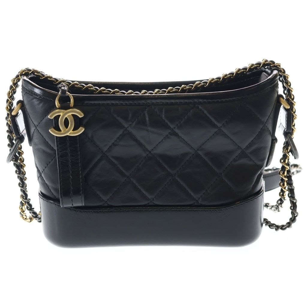 Chanel Gabriel de Small Shoulder Bag Black Leather Silver Gold