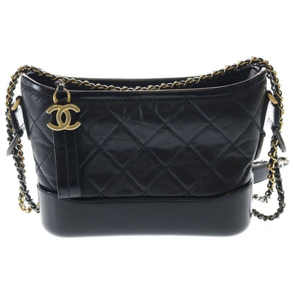 Chanel Gabriel de Small Shoulder Bag Black Leather Silver Gold