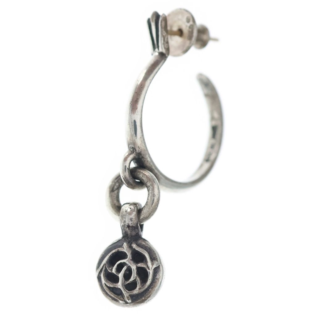Chrome Hearts Flrl Ball Floral Hoop Earrings Silver