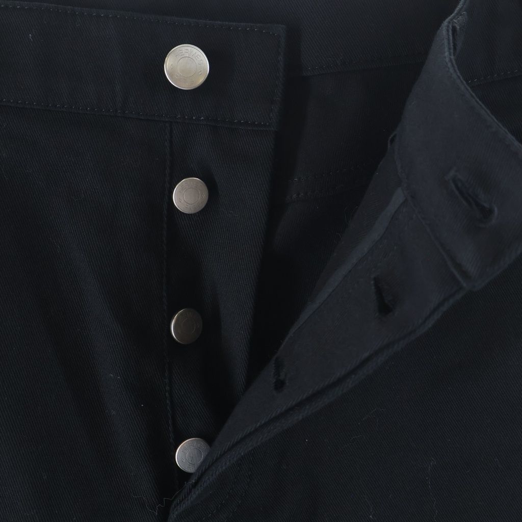 Hermes Cotton Series Button Fly Denim Pants Black — view 3