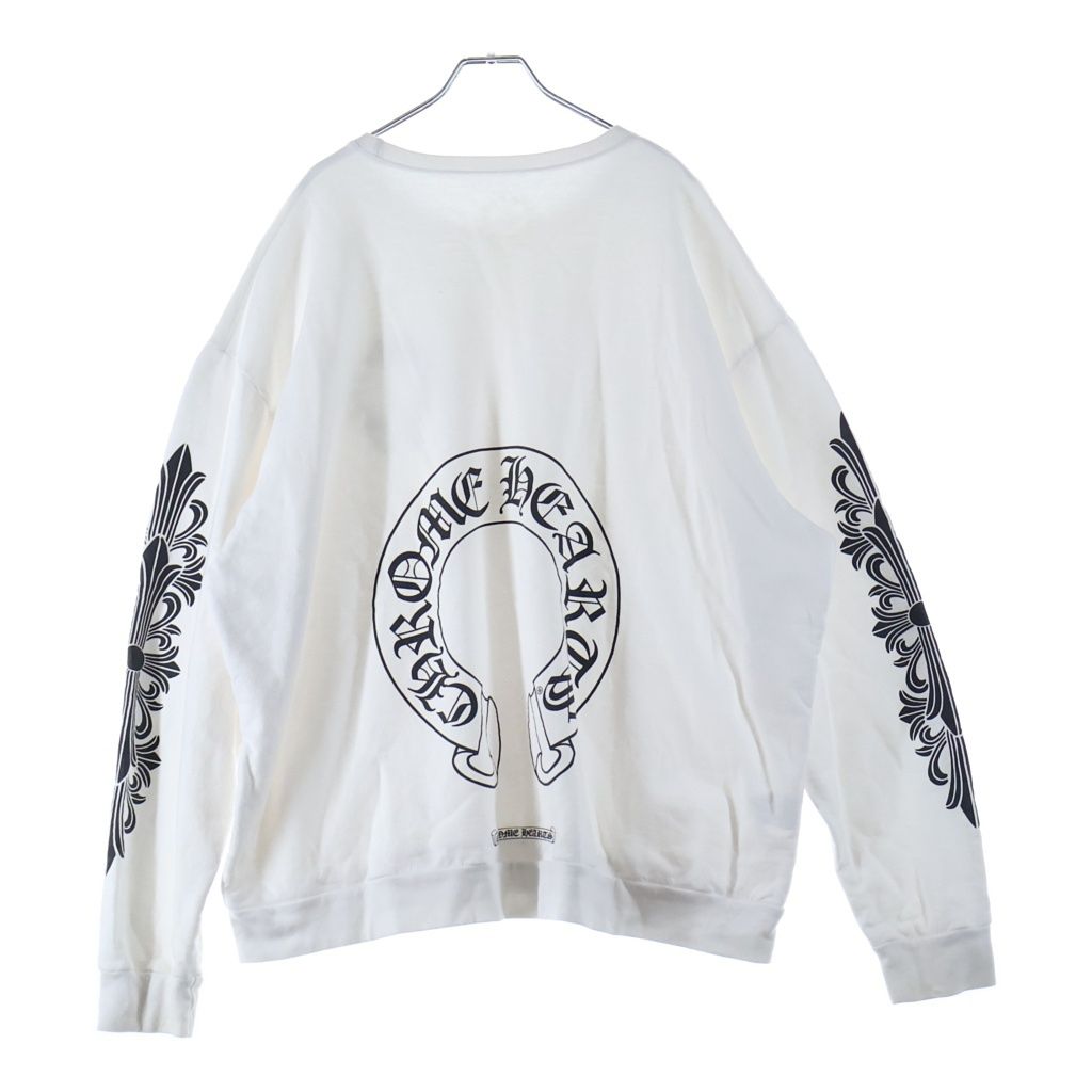 Chrome Hearts Flrl Crs Horseshoe L S Back Horse Sleeve Floral Long T-Shirt White