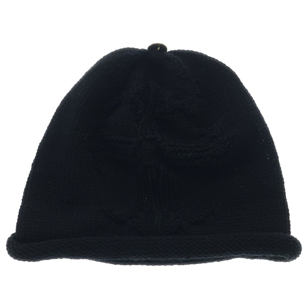 Chrome Hearts Oversized Beanie Black Cross Ball Motif Knit