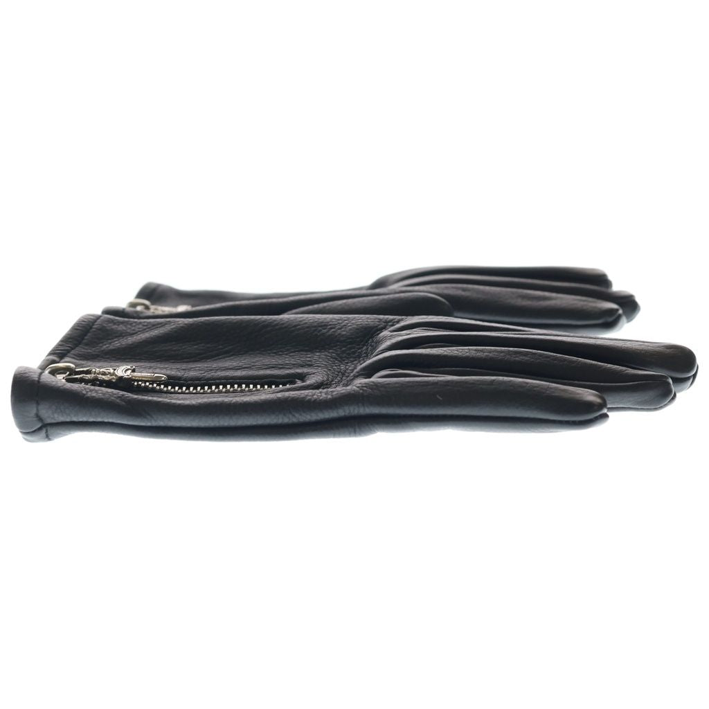 Chrome Hearts Dgr Zip Grove Dagger Zip Leather Glove Black Gloves — view 3