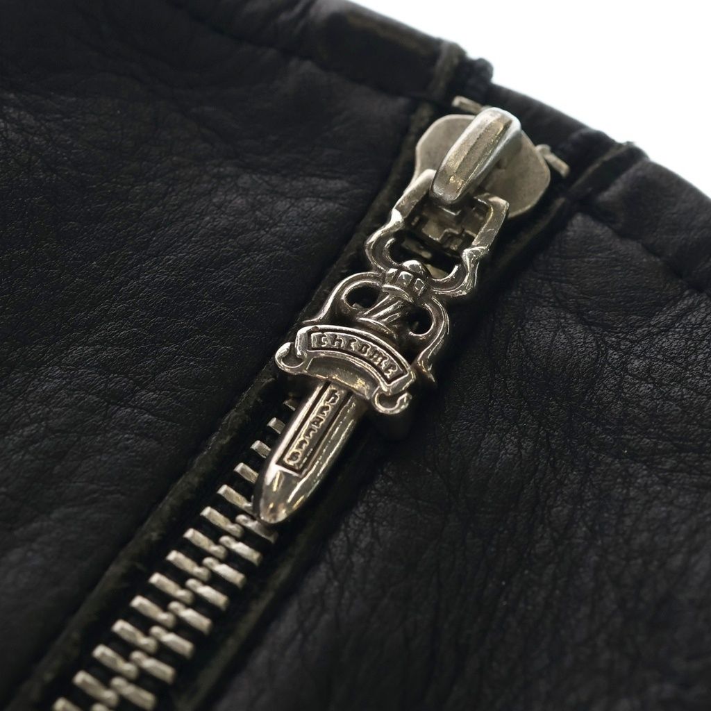 Chrome Hearts Dgr Zip Grove Dagger Zip Leather Glove Black Gloves — view 5