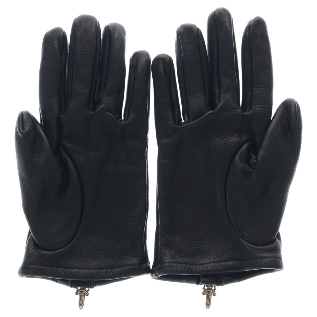 Chrome Hearts Dgr Zip Grove Dagger Zip Leather Glove Black Gloves — view 2