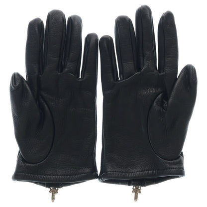 Chrome Hearts Dgr Zip Grove Dagger Zip Leather Glove Black Gloves — view 2