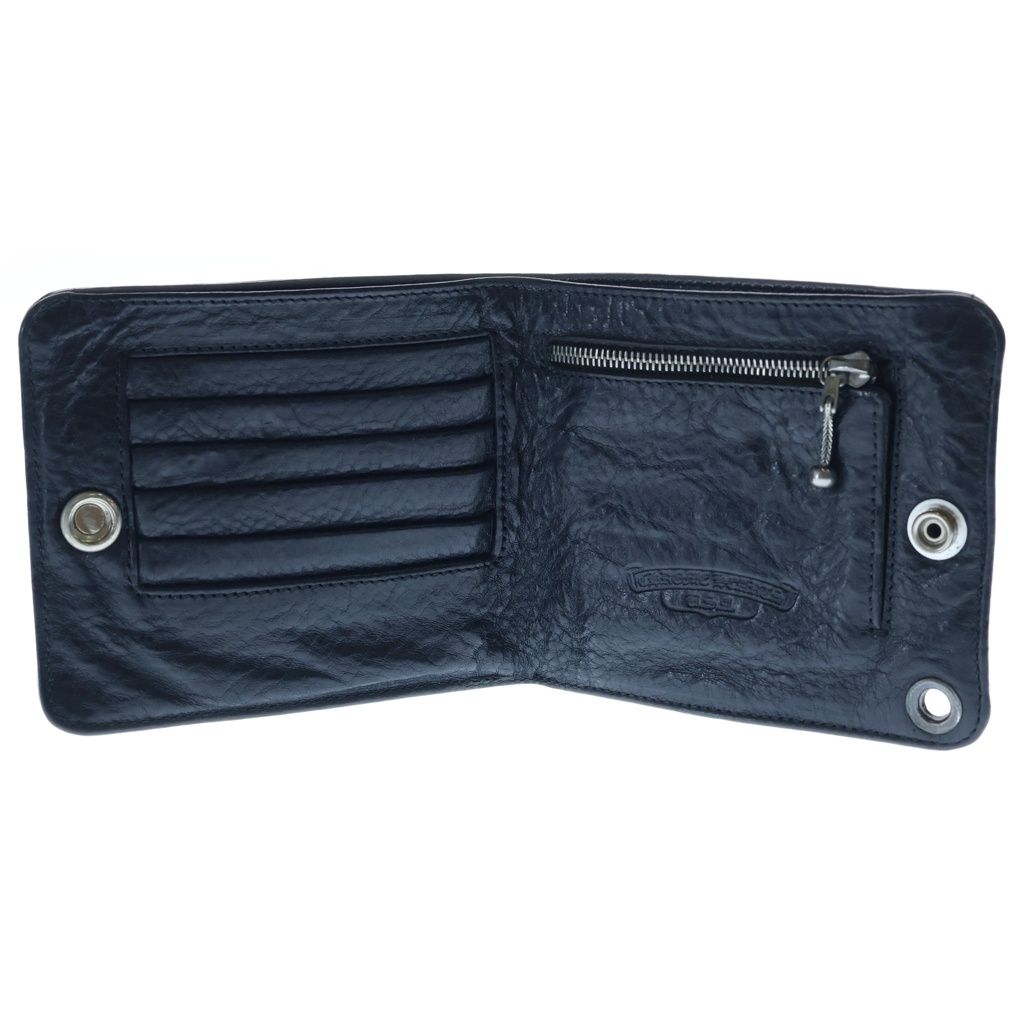 Chrome Hearts 1 Snap Cross Ball Button Leather Wallet Black — view 4