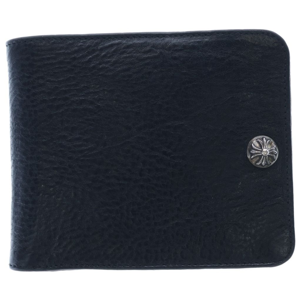 Chrome Hearts 1 Snap Cross Ball Button Leather Wallet Black