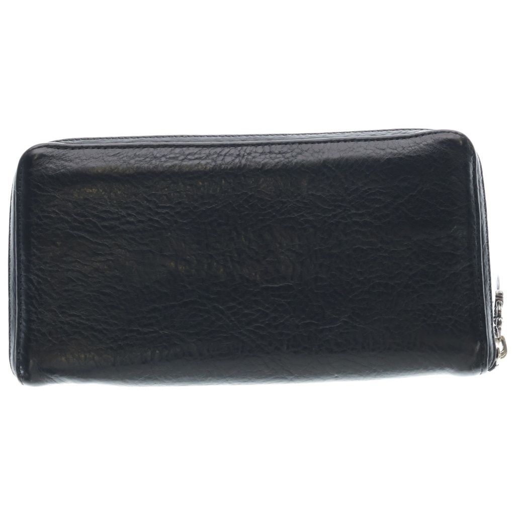Chrome Hearts Rec Zip Scroll Label Round Zip Leather Wallet Black — view 2