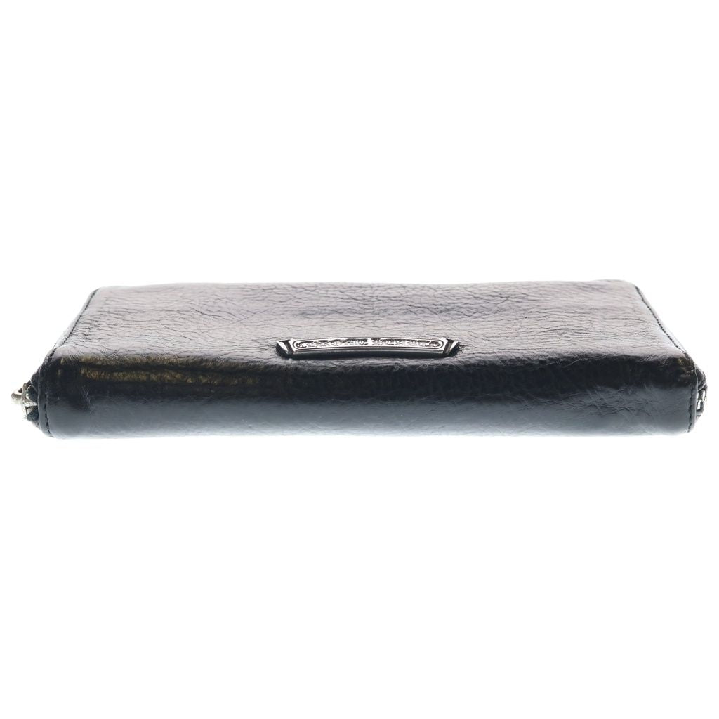 Chrome Hearts Rec Zip Scroll Label Round Zip Leather Wallet Black — view 5