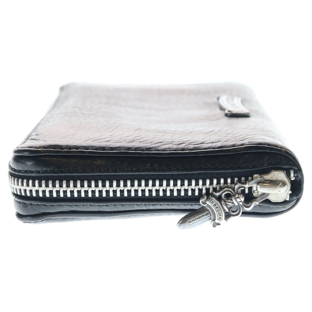 Chrome Hearts Rec Zip Scroll Label Round Zip Leather Wallet Black — view 3