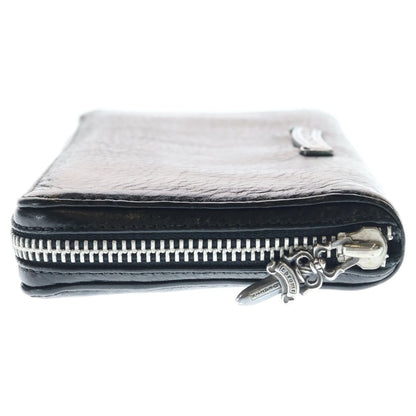 Chrome Hearts Rec Zip Scroll Label Round Zip Leather Wallet Black — view 3