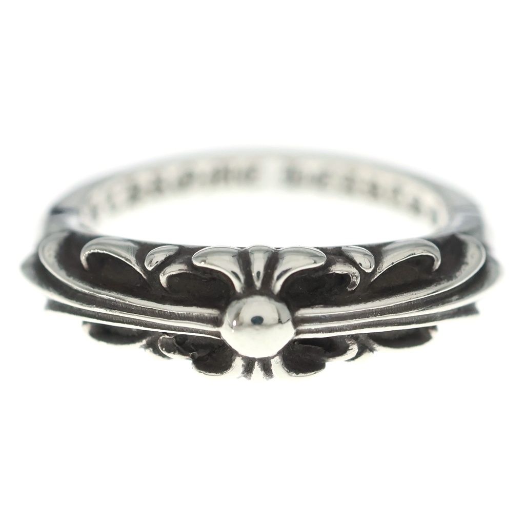 Chrome Hearts Baby Classic Floral Black Sling Silver Ring — view 4