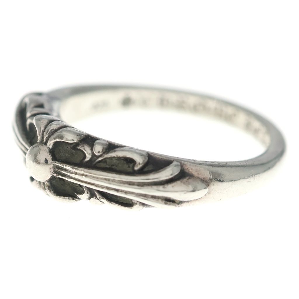 Chrome Hearts Baby Classic Floral Black Sling Silver Ring