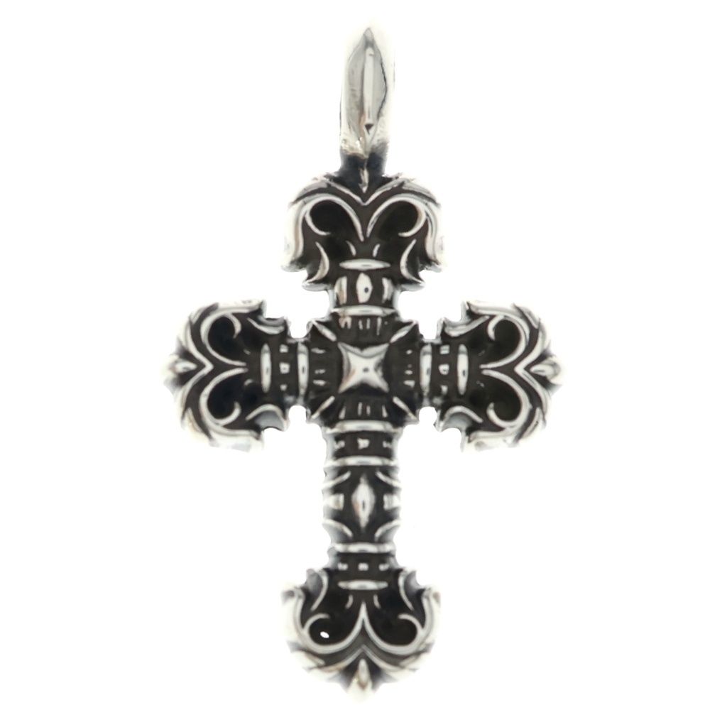 Chrome Hearts Charm Filigree Tiny Cross Pendant Silver