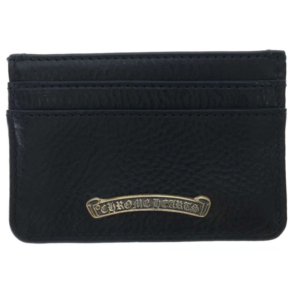 Chrome Hearts Double Side Leather Card Case Black with Scroll Label