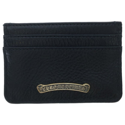 Chrome Hearts Double Side Leather Card Case Black with Scroll Label