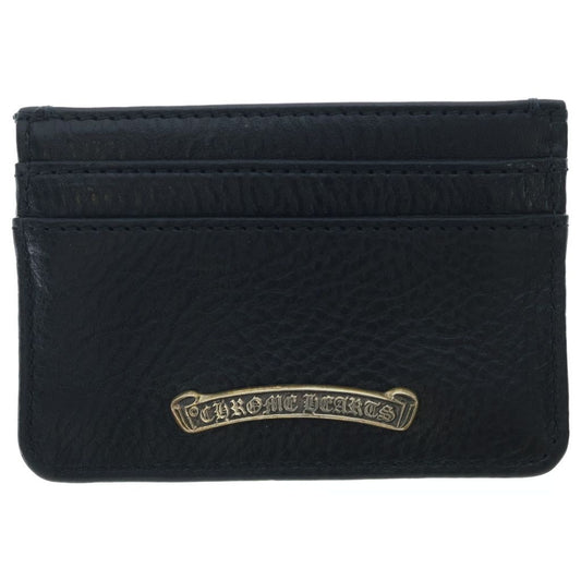 Chrome Hearts Double Side Leather Card Case Black with Scroll Label