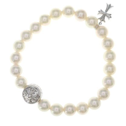 Chrome Hearts Mikimoto Pearl Baby Fat Charm Fat Cross Ball Beads Bracelet 18k