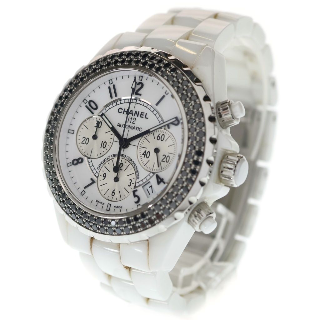 Chanel Black Diamond Bezel Chronograph White Dial Ceramic Automatic Winding — view 4