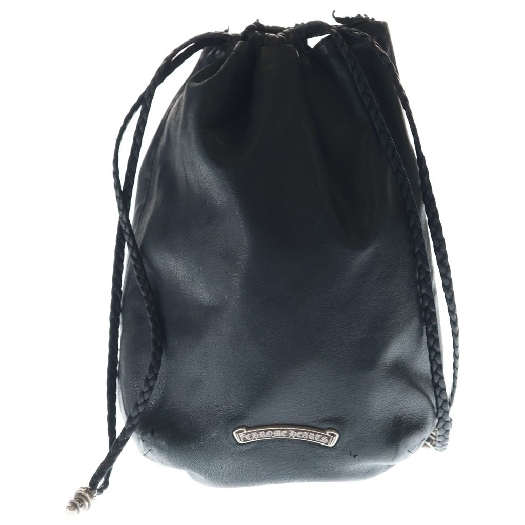 Chrome Hearts Drw Strng Sack BS Flare Drawstring Sac Leather Handbag Black — view 2