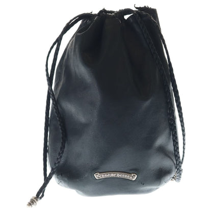 Chrome Hearts Drw Strng Sack BS Flare Drawstring Sac Leather Handbag Black — view 2