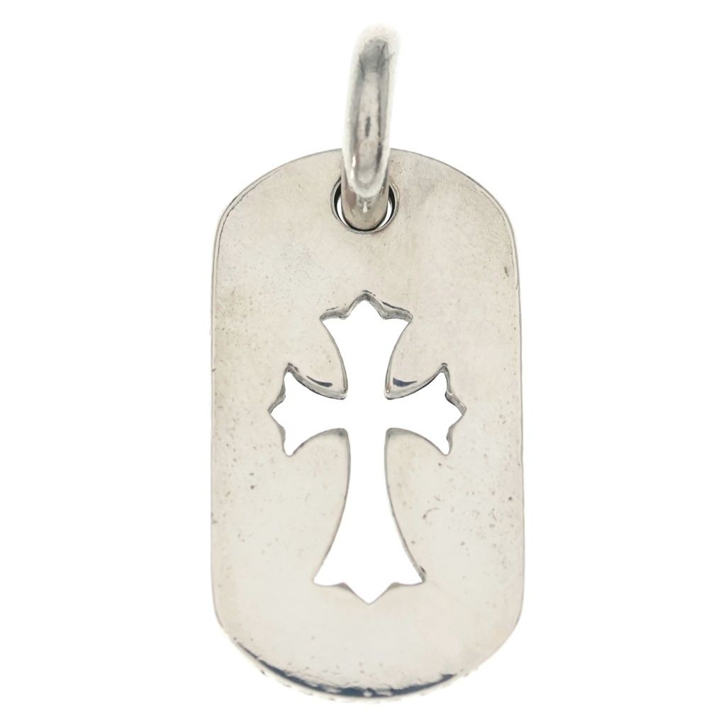 Chrome Hearts D Tag Sml CO Crs Cutout Cross Dog Tag Small Pendant Silver