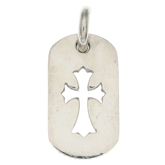 Chrome Hearts D Tag Sml CO Crs Cutout Cross Dog Tag Small Pendant Silver