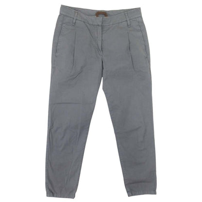 Brunello Cucinelli Cotton Tuck Pants Tapered Silhouette Trousers 40 Gray