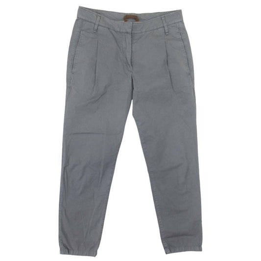 Brunello Cucinelli Cotton Tuck Pants Tapered Silhouette Trousers 40 Gray