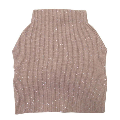 Brunello Cucinelli Sequin Cashmere Silk Knit Oversize Vest Sweater M Brown