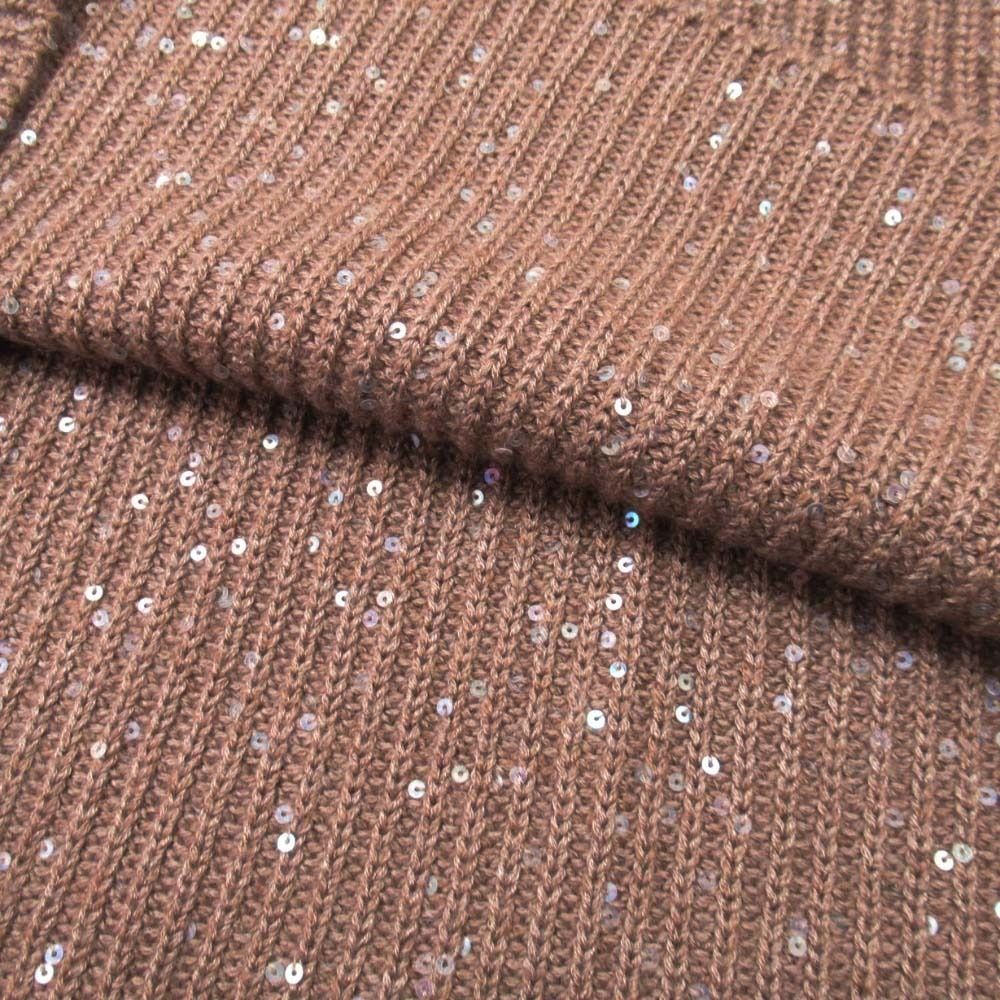 Brunello Cucinelli Sequin Cashmere Silk Knit Oversize Vest Sweater M Brown — view 4