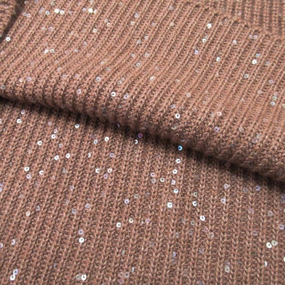Brunello Cucinelli Sequin Cashmere Silk Knit Oversize Vest Sweater M Brown — view 4
