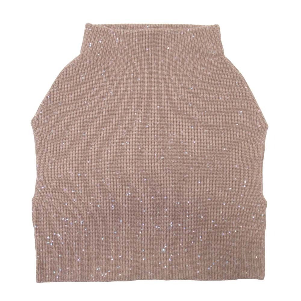 Brunello Cucinelli Sequin Cashmere Silk Knit Oversize Vest Sweater M Brown — view 2