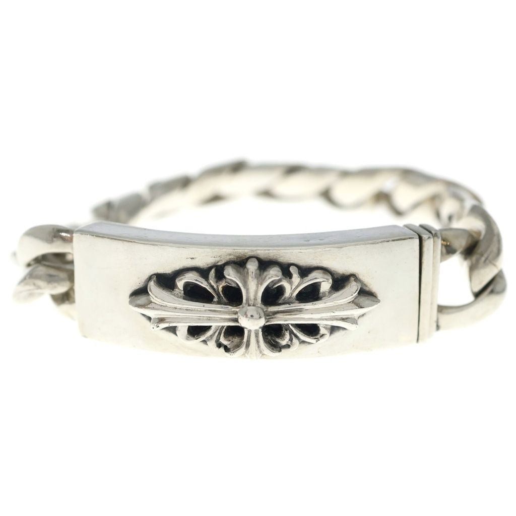 Chrome Hearts Vintage ID Floral Crs Cross ID Classic Link Bracelet Silver — view 4