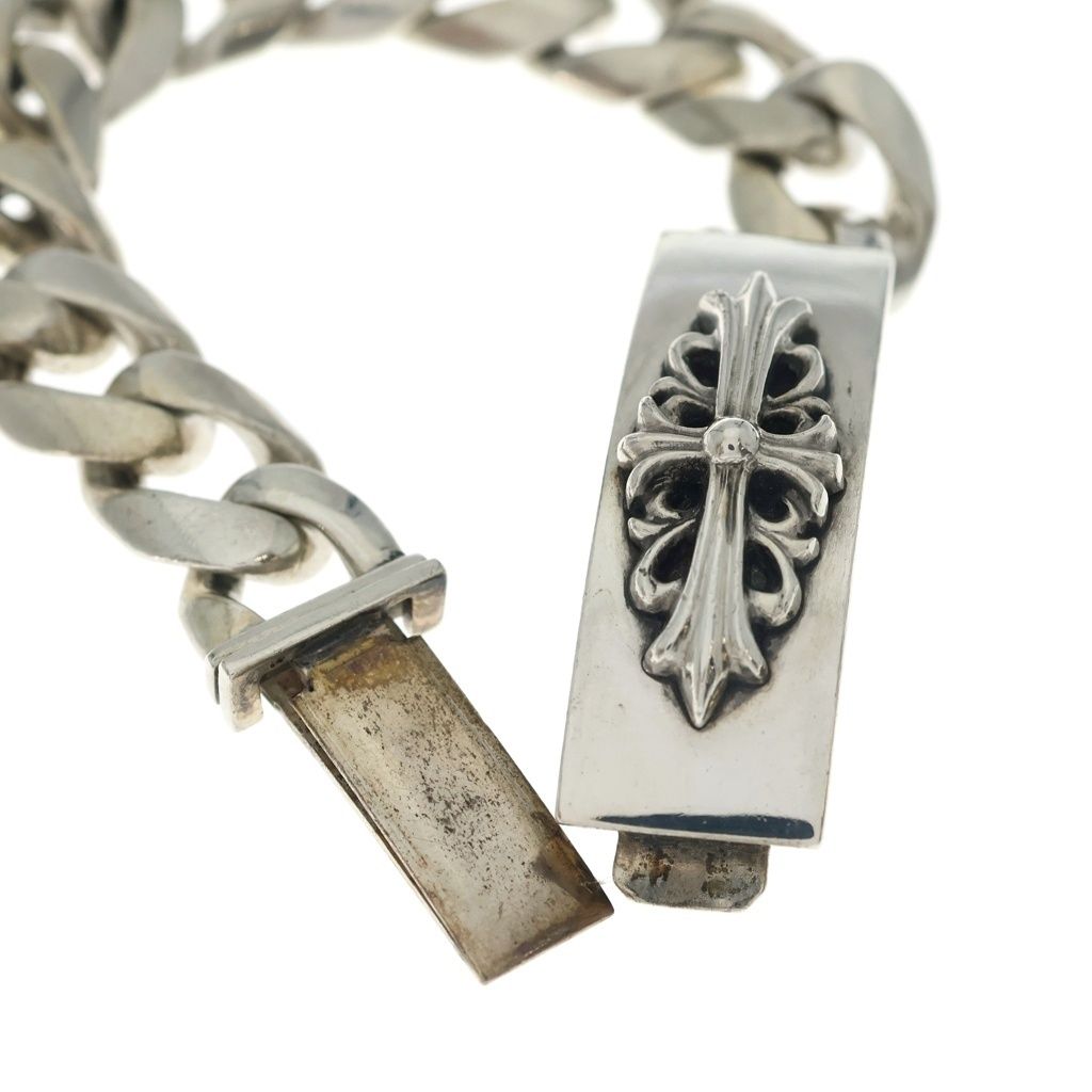 Chrome Hearts Vintage ID Floral Crs Cross ID Classic Link Bracelet Silver — view 6
