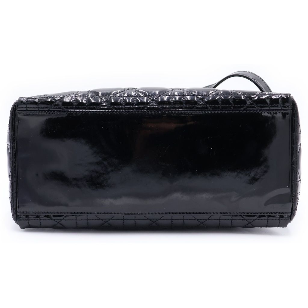 Dior Lady 2-Way Shoulder Bag Black Patent Leather Gold — view 4