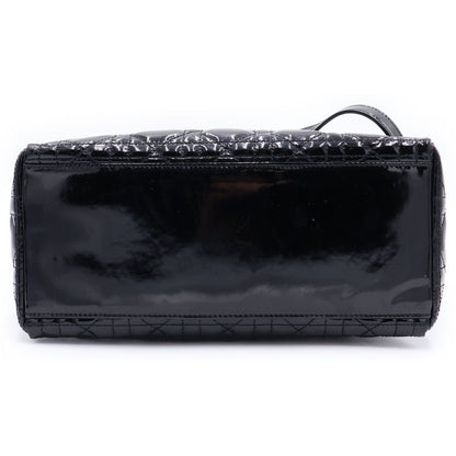 Dior Lady 2-Way Shoulder Bag Black Patent Leather Gold — view 4