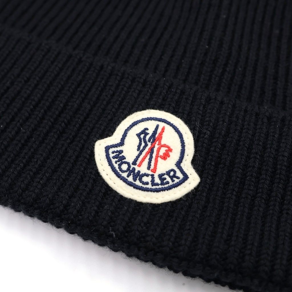 Moncler Wool Beanie Knit Hat Black — view 5