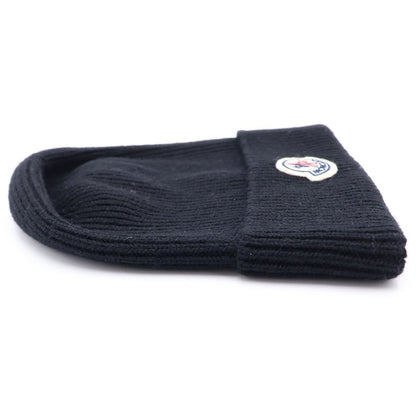 Moncler Wool Beanie Knit Hat Black — view 3