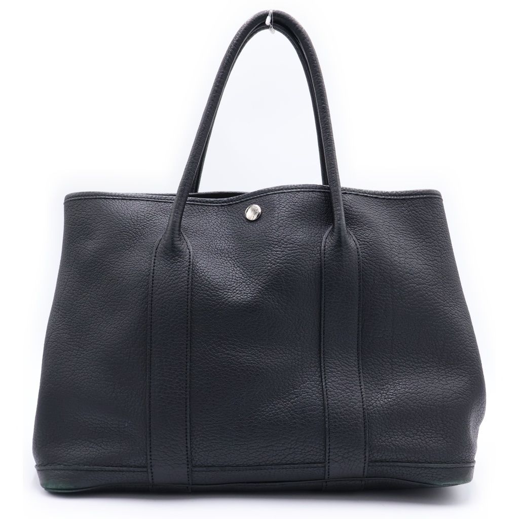 Hermes Garden Party PM Tote Black Negonda Leather Silver