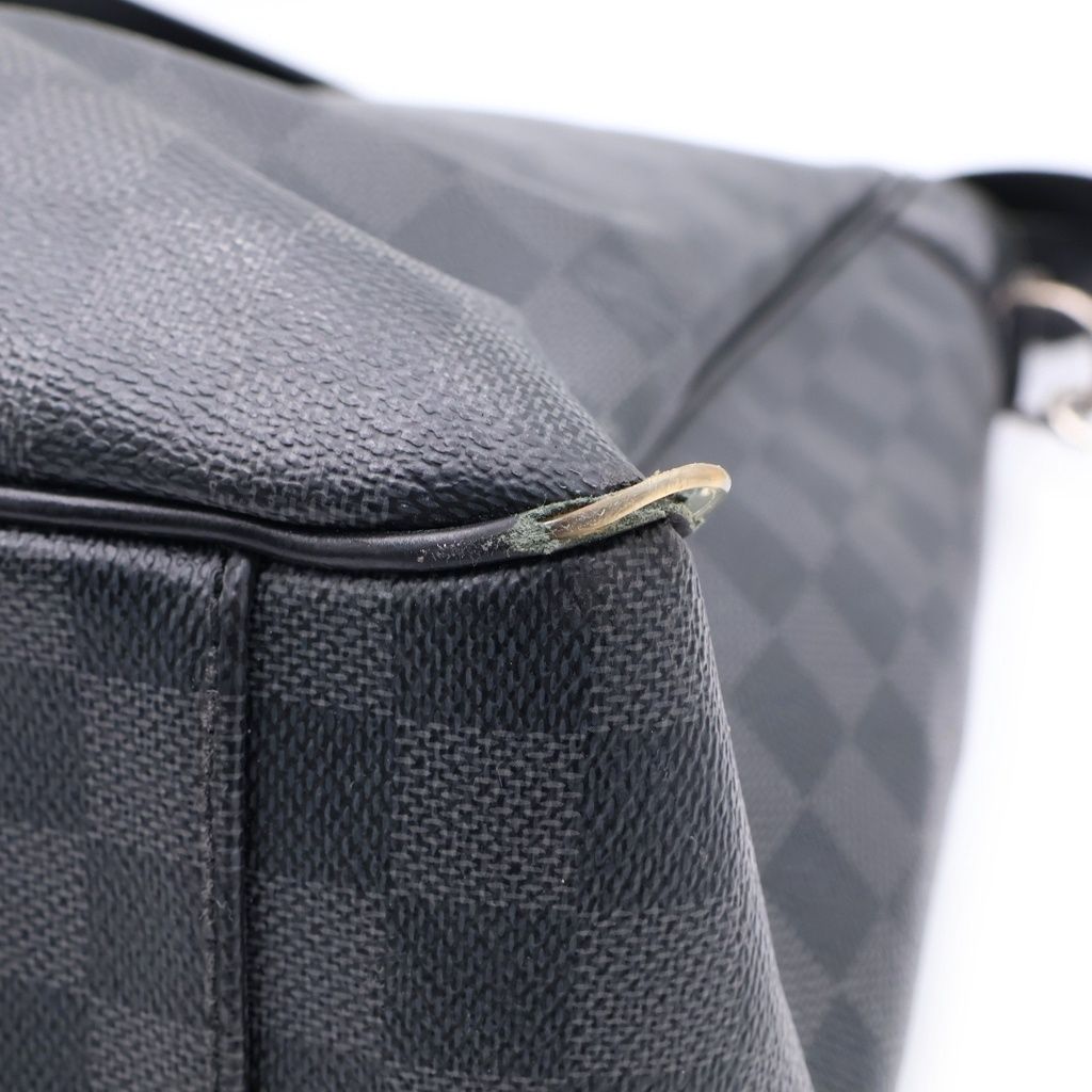 Louis Vuitton Damier Graphite Tadao Shoulder Bag Tote Black Leather Silver — view 6
