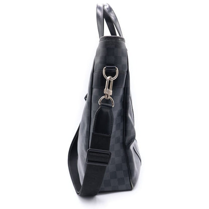 Louis Vuitton Damier Graphite Tadao Shoulder Bag Tote Black Leather Silver — view 3
