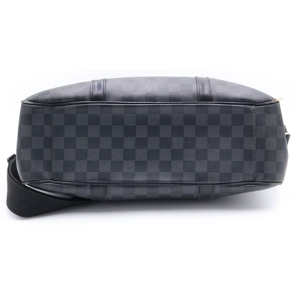 Louis Vuitton Damier Graphite Tadao Shoulder Bag Tote Black Leather Silver — view 4