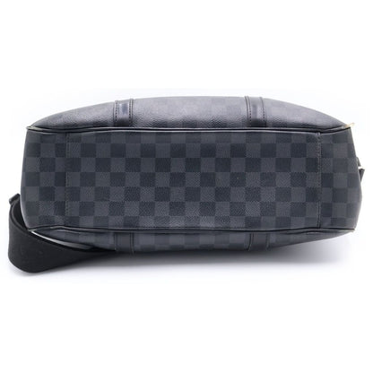 Louis Vuitton Damier Graphite Tadao Shoulder Bag Tote Black Leather Silver — view 4