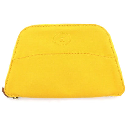 Hermes Bolide Pouch Grooming Set Canvas Jaune Scissors Tweezers Yellow Silver