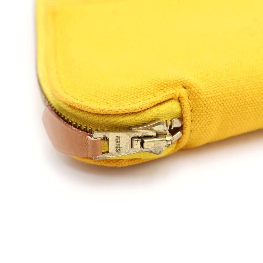 Hermes Bolide Pouch Grooming Set Canvas Jaune Scissors Tweezers Yellow Silver — view 5