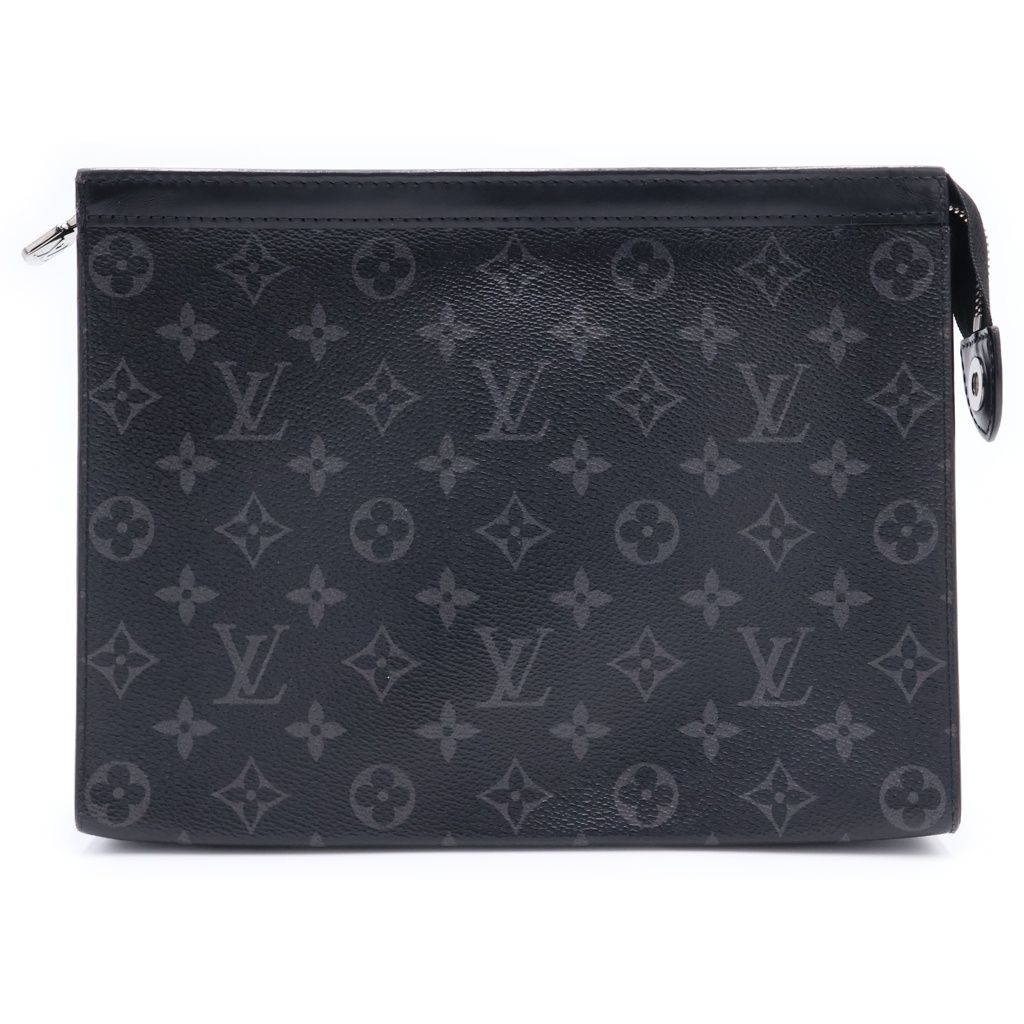 Louis Vuitton Monogram Eclipse Pochette Voyage Clutch Case Pouch Black Leather