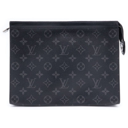 Louis Vuitton Monogram Eclipse Pochette Voyage Clutch Case Pouch Black Leather