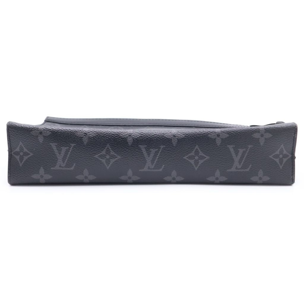 Louis Vuitton Monogram Eclipse Pochette Voyage Clutch Case Pouch Black Leather — view 4